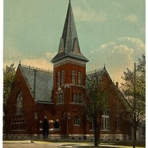 Antique Early 1900s Ephemera Lithograph Postcard First M.E. Church Frankfurt, IN